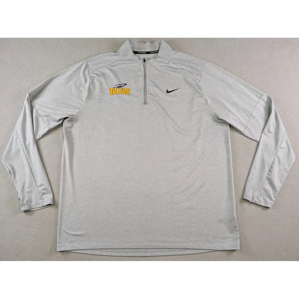 Toledo Rockets Pullover Mens XL Gray Nike Dri-Fit Training Shirt Performance Zip